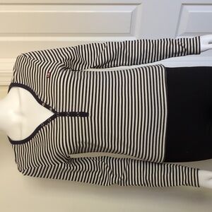 Polo Jeans Co. Ralph Lauren Y2K Navy Blue Stripe V-neck Long Sleeve Top SzM EUC